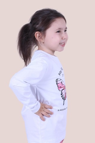 Fyk Kids Kız Çocuk Uzun Kol Sweatshirt Beyaz1 Beyaz