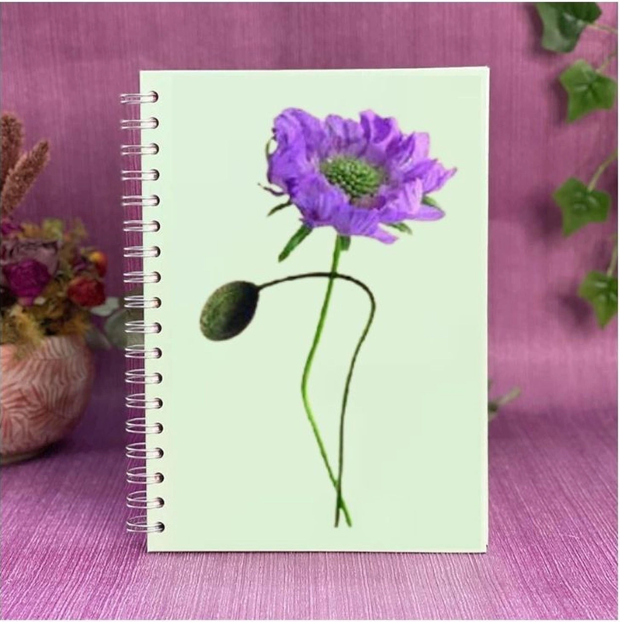 2 Adet Defter Sticker,laptop Sticker Mor Çiçekli Pvc 70x50x0,5cm