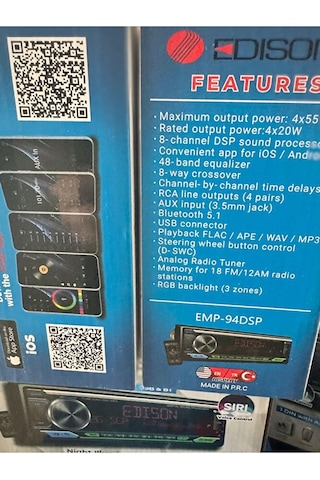 Edıson Emp Dsp Usb Aux Bluetooth Fm Radio Oto Teyp Mp3 4x55 Watt Yeni