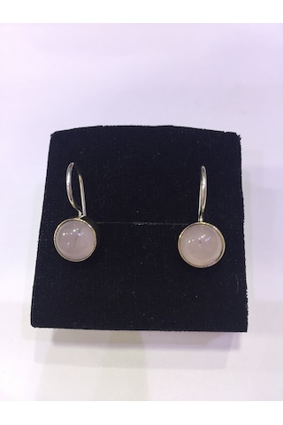 Pembe Kuvars Taşlı Gümüş Küpe 925 Ayar El Işi Taş