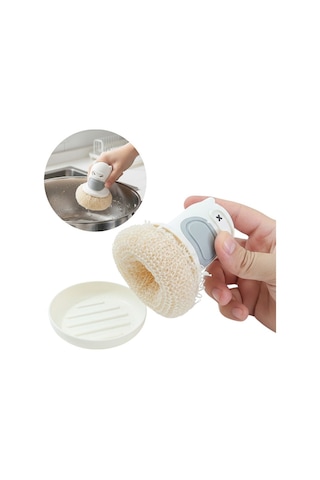 Sn-29190 Ninja Tasarımlı Deterjan Hazneli Mutfak Bulaşık Fırçası beyaz