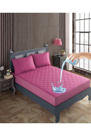 Tek Kişilik Alez Seti %100 Pamuk Kapitone Su Sıvı Geçirmez Yatak Yastık Alezi Yatak Yastık Koruyucu Lila