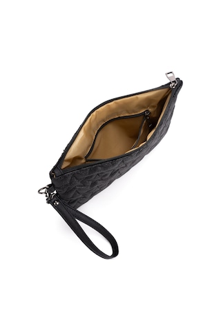 Newish Polo Kadın Simli Yıldız Desenli Bilek Askılı Portföy/clutch El Çantası Siyah