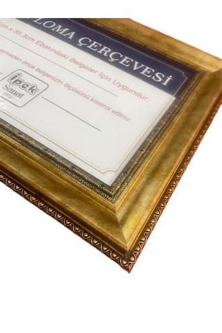 Diploma Çerçevesi Gold Renk - Hakiki Camlı Ürün - 25x35,2 Boyutta