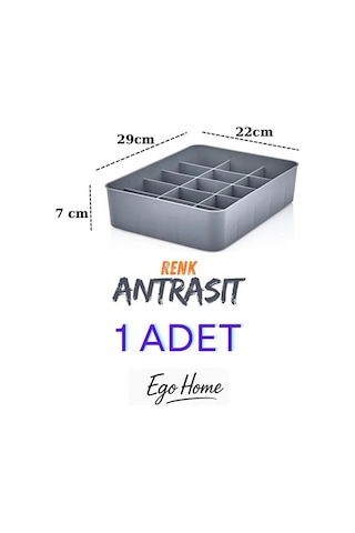15 Bölmeli Düzenleyici, Saat, Takı, Toka, Çorap, İç Çamaşırı Organizeri 1 Adet Antrasit