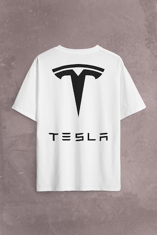 Tesla Motors Nikola Tesla Logo Elon Musk Sırt Ön Baskılı Oversize Tişört Unisex T-shirt 001