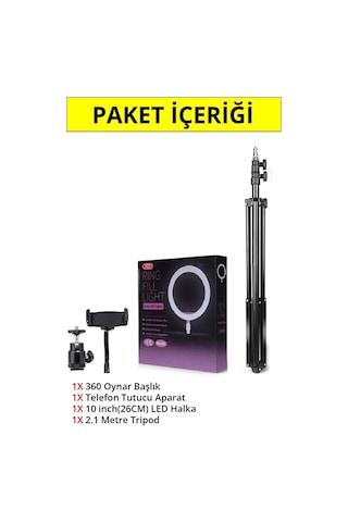 10 İnch Ring Light 5500k Youtuber Led Işıklı 2.1 Metre Tripod Sel