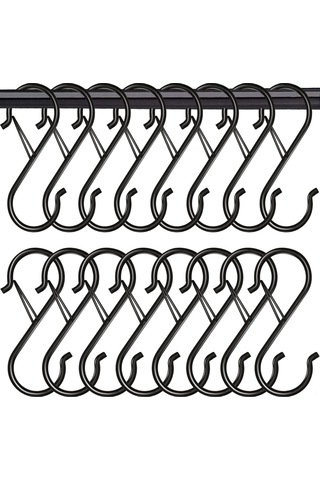 Lemestar 35 Adet 9 Cm S-şekilli Güvenlik Kanca Siyah - Çelik Yapı, İç/ Dış Kullanım, Mutfak/ Dolap/ Bahçe Asma Gereci