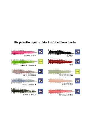 Kendo Zombie Worm Lrf Silikonu 4cm 8'li Paket Yaban Mersini Kokulu İğnesiz