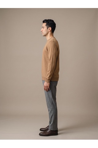 Maccali Erkek Taba Selanik Bisiklet Yaka Sweatshirt