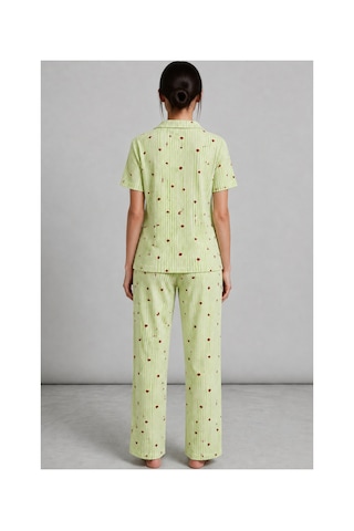 Fit Women Kadın Kısa Kollu Rahat Yeşil Pijama Takımı 4732