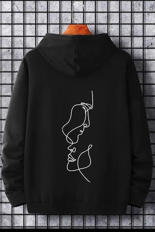 Oksit Siluet Arka Baskılı Pamuklu Erkek Sweatshirt 001
