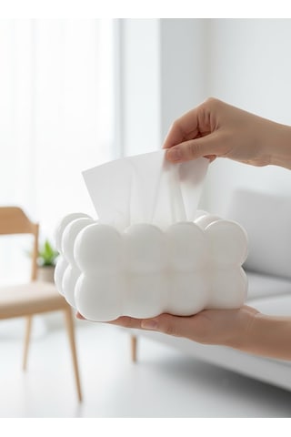 Lexroo İskandinav Tarz Bulut Şeklinde Dekoratif Peçetelik Modern Minimalist Masaüstü Peçete Kutusu Çok Renkli