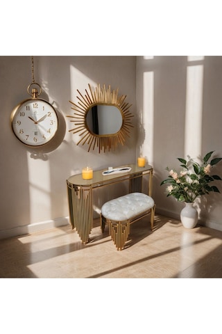 Ekgconcept Piyano Model Gold Dresuar Ayna Ve Puf Gold