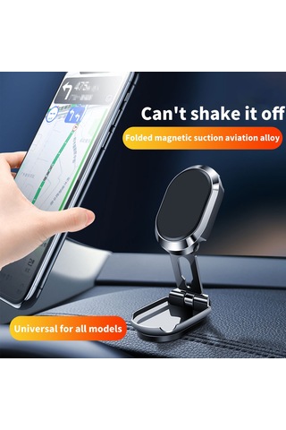 Yifomall Aracı Telefon Navigasyon Stantı: Evrensel Uyumlu, Çift Katlı Katlanabilir, Magnetik Tutma, 360 Döner, Görünümü Engellemeyen,气质银