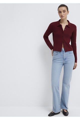 Mavi - Polo Yaka Bordo Hırka 1710586-70431 Bordo