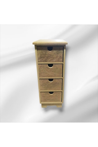 Ahşap Boyanabilir 4 Çekmeceli Takı-aksesuar Organizer Kutu