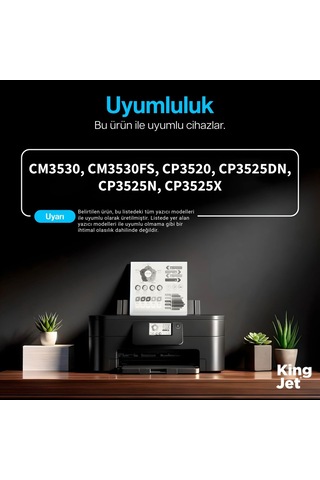 Kingjet Hp Uyumlu Ce253a 504a Kırmızı Standart Kapasiteli Tekli Çipli Uyumlu Toner Cm3530