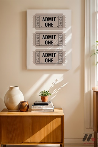 Admit One Sinema Bileti, Çerçevesiz Yüksek Kalite Duvar Afişi - Film Severlere Hediye