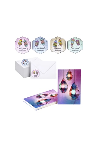 Hoş Geldin Ramazan Yazılı Sticker, Fener Temalı Hediye, Ambalaj Paketleme Etiketi, 3.5x3 Cm, 32 Adet Çok Renkli