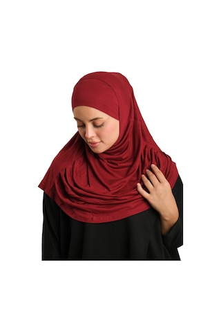 Hürrem Bone Bordo Pratik Hazır Geçmeli Tesettür Eşarp Viskon Boneli Büyük Boy 1290bv 16 bordo