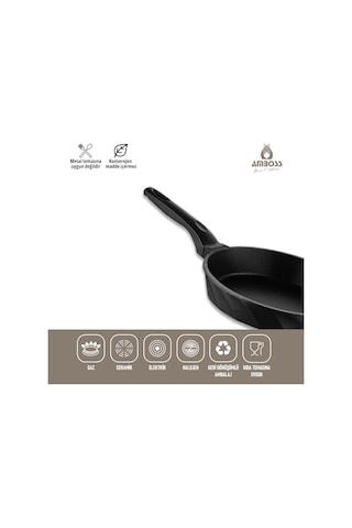 Amboss Vento 7 Parça Döküm Titanyum Kaplama Tencere Tava Seti Siyah Siyah