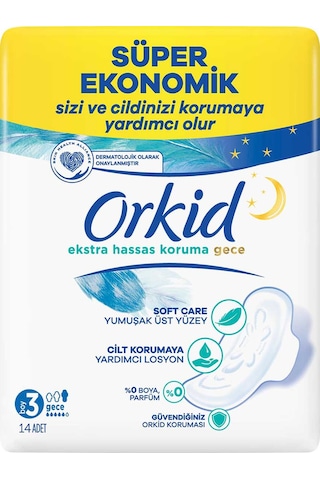 Orkid Extra Hassas Koruma Hijyenik Ped Gece 14'lü