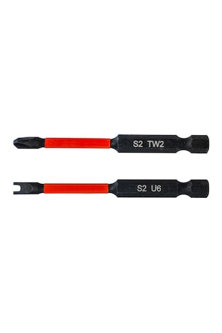 6603 Tri-wing Tw2/ U-shaped U6 Vidalama 2'li Bits Uç Seti 75mm