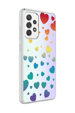 Galaxy Uyumlu A52 Kılıf Tchs M-blue Desenli Kapak - Heart No3 Heart No3