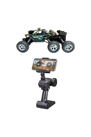 Kameralı 1:12 Telefon Kontrollü Off Road Araba Şarjlı, Duman Efektli, 6 Kanal Rc Araç Siyah