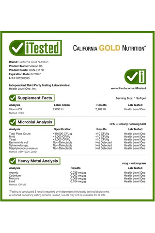 California Gold Nutrition Vitamin D3, 50 Mcg 2,000 Iu , 90 Fish