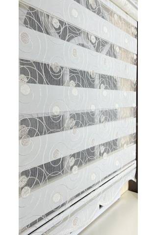 Storburada Zebra Stor Nakışlı Ekru Etek Dilimli St 126 Ekru