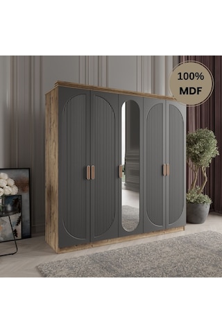 Soho 5 Kapak Mdf Gardırop Antrasit