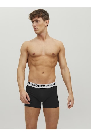 Jack & Jones Erkek Logolu Düz 3'lü Boxer Paketi - Sense - 12081832 - 1 Black
