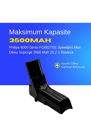 Philips 6000 Serisi Fc6827/01 Speedpro Max Dikey Süpürge 3500 Mah 25.2 V Batarya Uyumlu Uzun Ömürlü  Maksimum Performans Pil