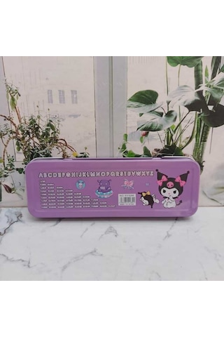 Kawaii Sanrio Kuromi Cinnamoroll Pom Pom Purin My Melody Metal Kalemlik Kalem Kutusu Mor