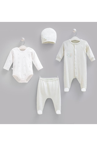 Caramell Pamuk 4lü Tulumlu Teddy Bear Set 0-3 Ay 50-56 Cm Yeşil Crml.ze2517.ysl