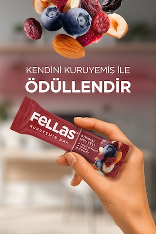 Kırmızı Meyveli Kuruyemiş Bar 30g x12 Adet