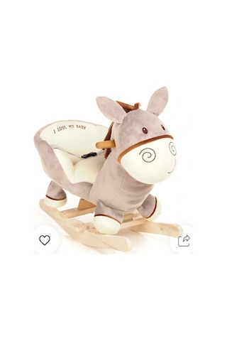 Exorbaby Ahşap Ayaklı Peluş Sallanan At Aslan Kuzu Oyuncak Antrasit