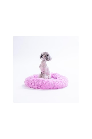 Lila Donut Köpek Yatağı Kedi Yatağı Simit Yatak Anti-stress Pet Yatağı Peluş Yatak L