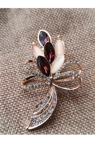 Villovatik Çiçek Şeklinde Modaya Uygun Broş 177071750 Altın Rengi