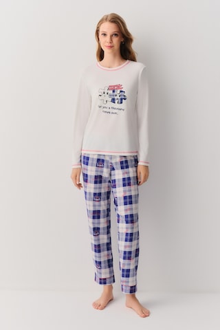 Suwen Friends Pijama Takımı Sh26234660375 Mavi Ekoseli