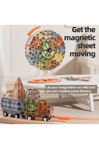 Karton Kutulu Doğal Renkler Magnetic Yapı Blokları 3d Puzzle 78 Parça 6.5 Cm