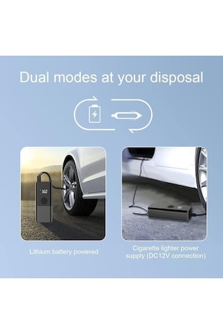 Supermarket1 Araba Hava Pompası, Dijital Ekranlı, Kablolu, Siyah Gri, Abs Malzeme, 780g Ağırlık, 17.5x7.4x4.9cm Boyut, Bs-2291 Model