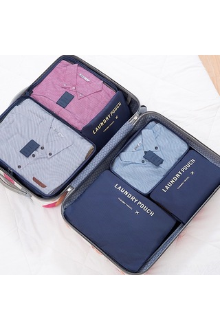 Moveevo Seyahat Çantası İçin 6'lı Büyük Boy Oxford Kumaş Giyim Organizer Seti - Parlak Mavi, Ev Ve Seyahat Kullanıma Uygun, Kolay Kullanım, Dayanıklı Malzeme Çok Renkli