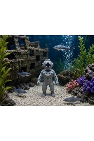 3d Baskı Akvaryum Dalgıç Figürü, Dekoratif Süs -