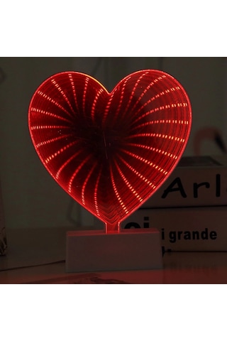 3d Heart Tunnel Lamp Red Led Light 3d Işıklı Dekor Kalp Işık Usb+pilli Led Işık Dekor Masa Lambası Yılbaşı Işıkları