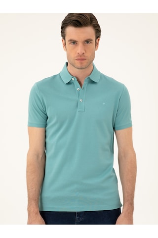 Mint Melanj Slim Fit Polo Yaka Merserize T-shirt Yeşil