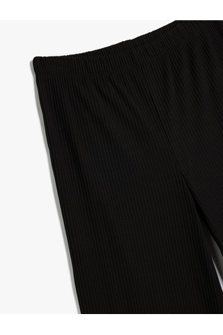 Koton Yüksek Bel Pantolon Beli Lastikli Viskon Karışımlı Dokulu Siyah 5wal40002ık Siyah