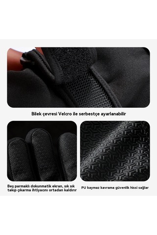 Çocuklar Kayak Eldivenleri Kız Erkek Su Geçirmez Rüzgar Dayanıklı Kalın Bebek Kar Eldivenleri Oynar Siyah